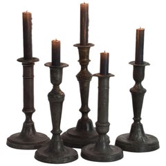 Collection of 18th-19th Century French Pewter Candleholders