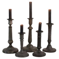 Collection of 18th-19th Century French Pewter Candleholders