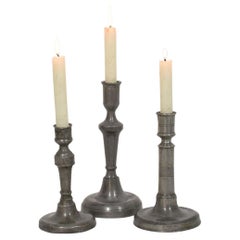 Collection of 18th-19th Century French Pewter Candleholders