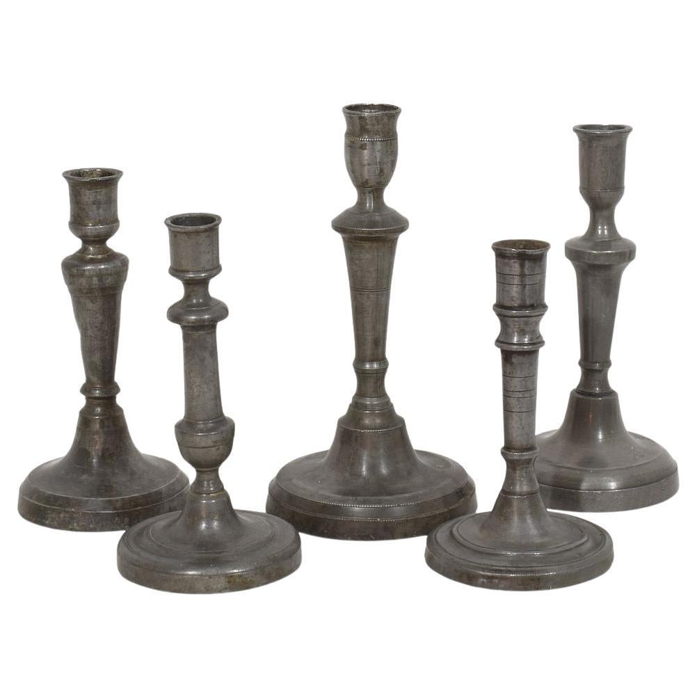 Collection of 18th-19th Century French Pewter Candleholders For Sale