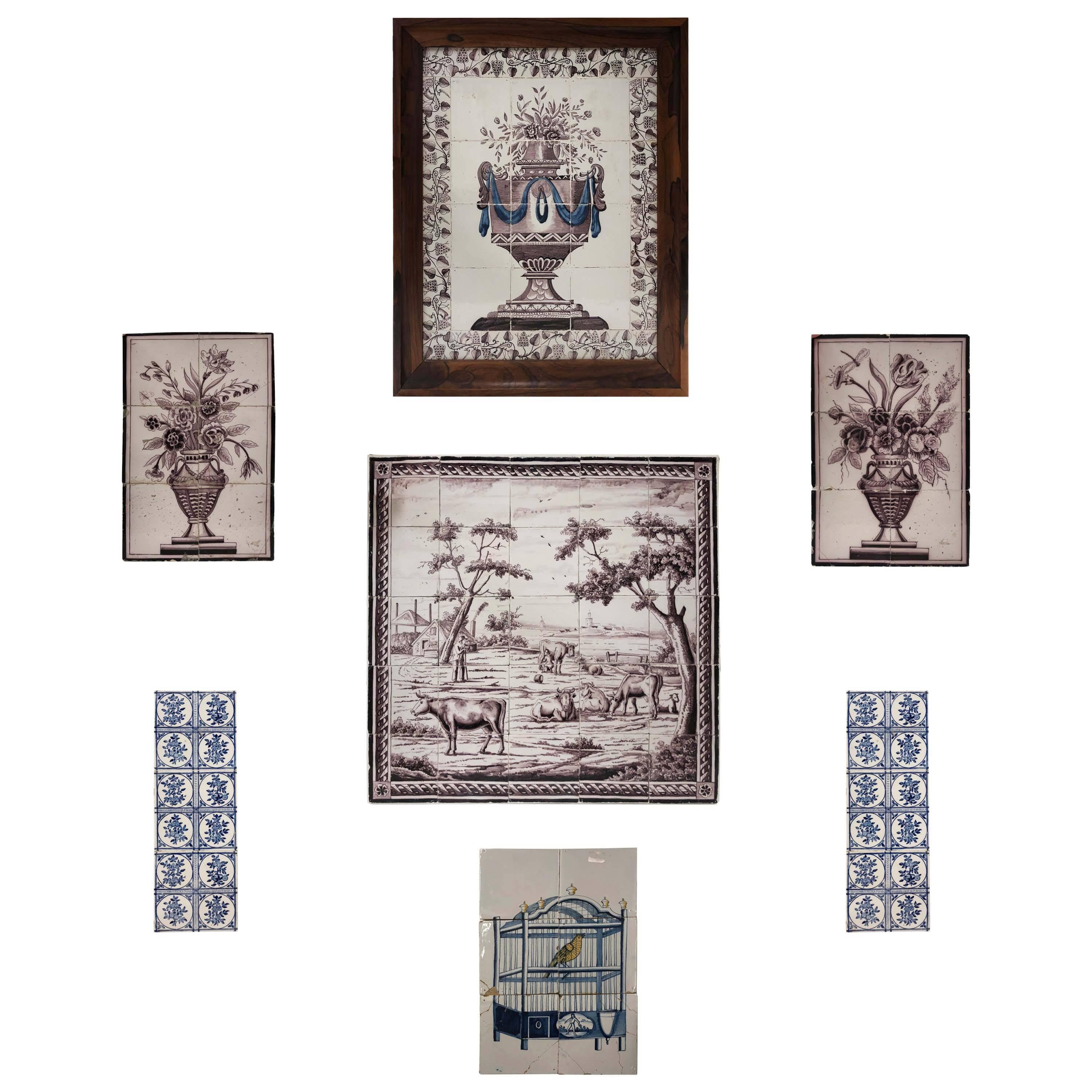Collection of 18th Century Painted Delft Tile Scenes