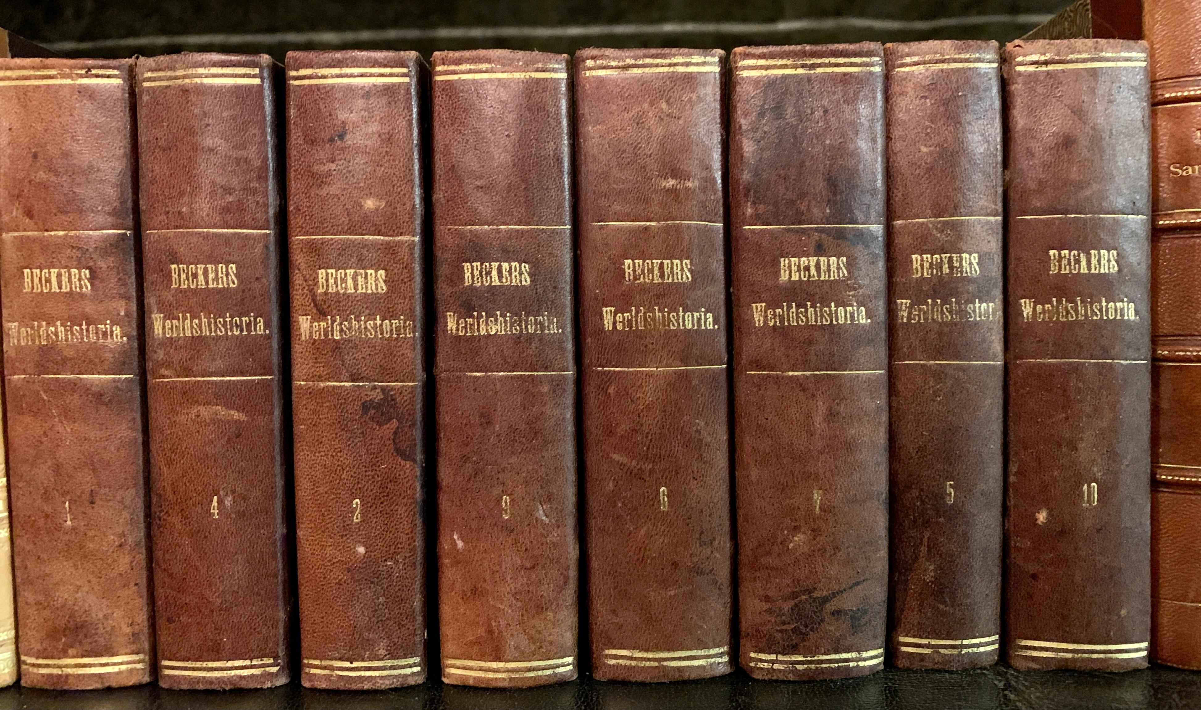 Swedish Collection of 19 European 19th Century Leather-Bound Books