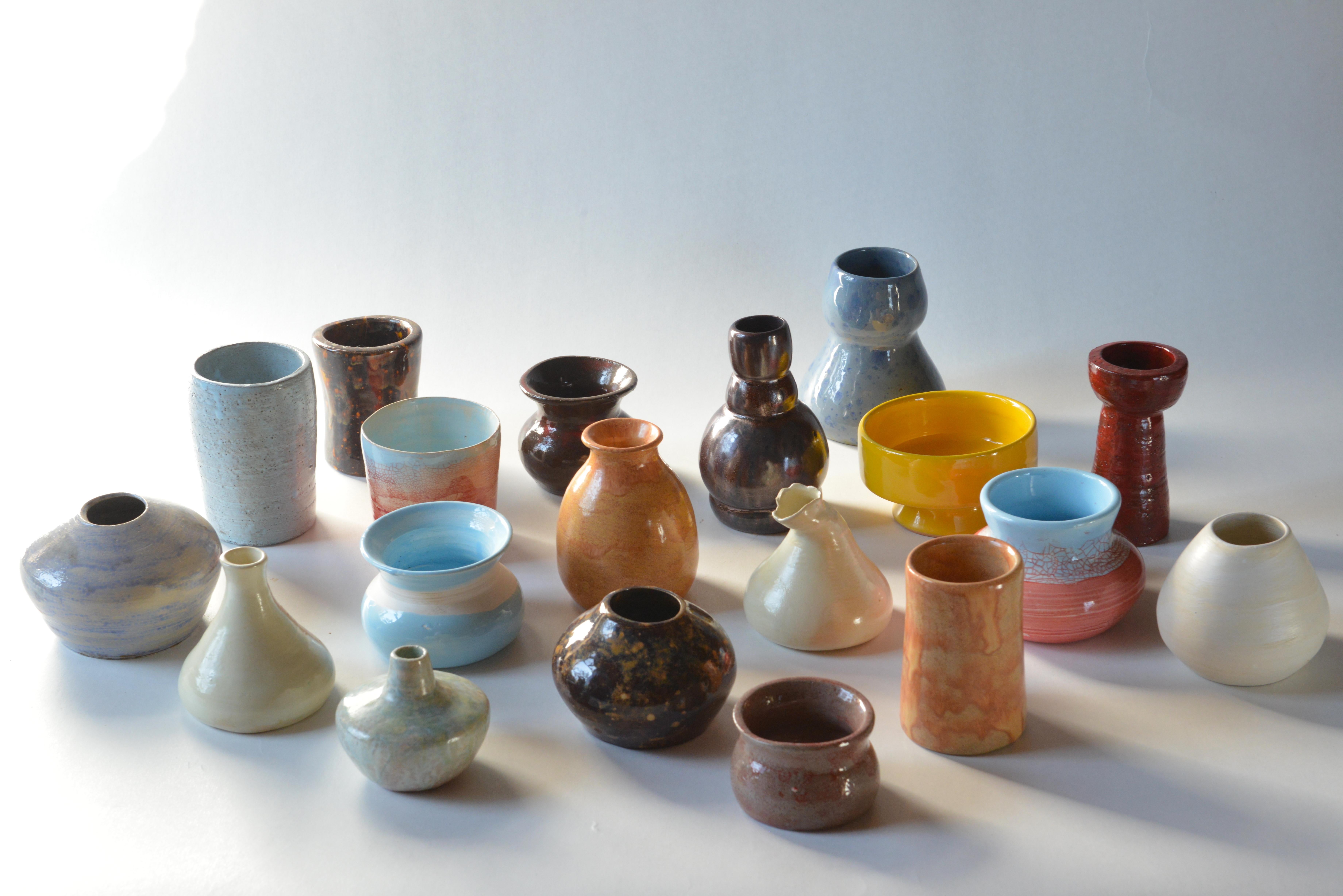Belgian Lot of 19 Ceramic Vases For Sale