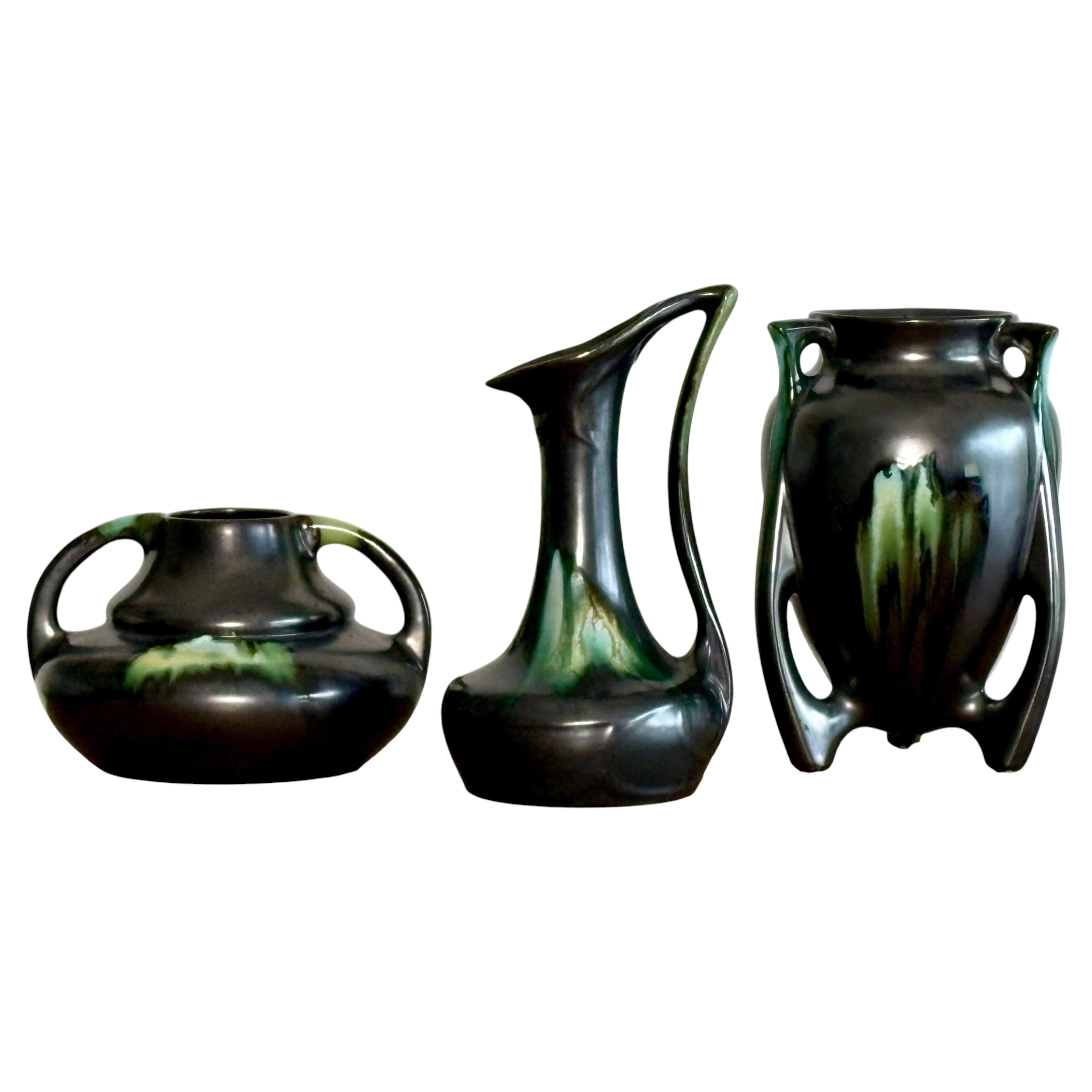 Collection of 1920s Art Deco Vases by Thulin Belgium, 3 pc