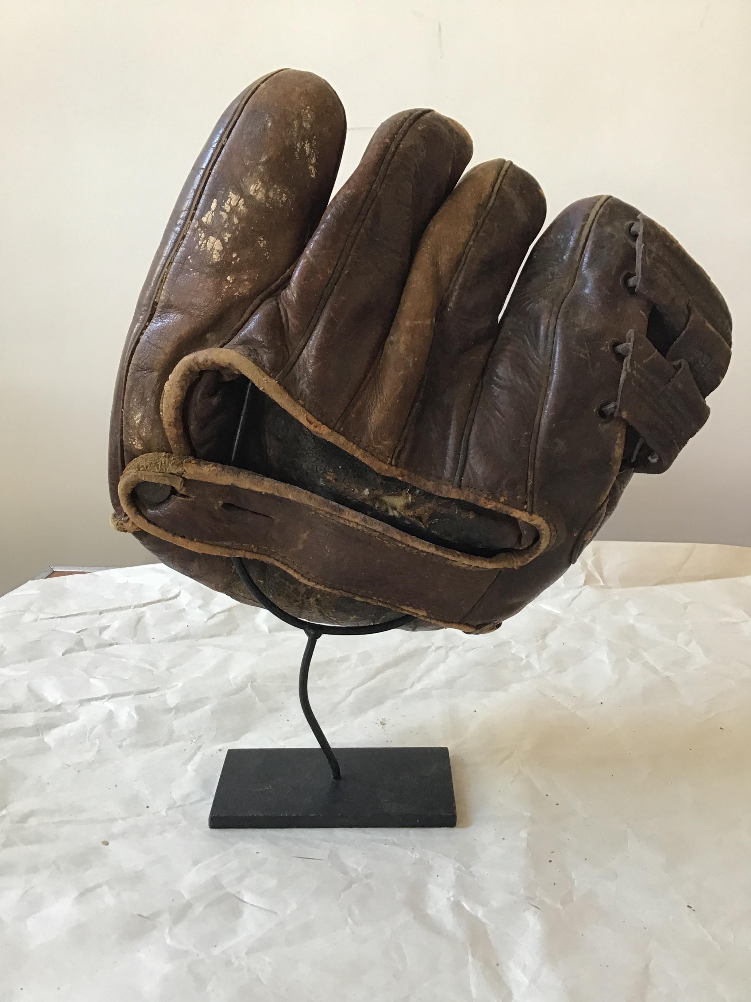 Collection Of 8  Baseball Gloves And Catchers Masks From The 1940s 12