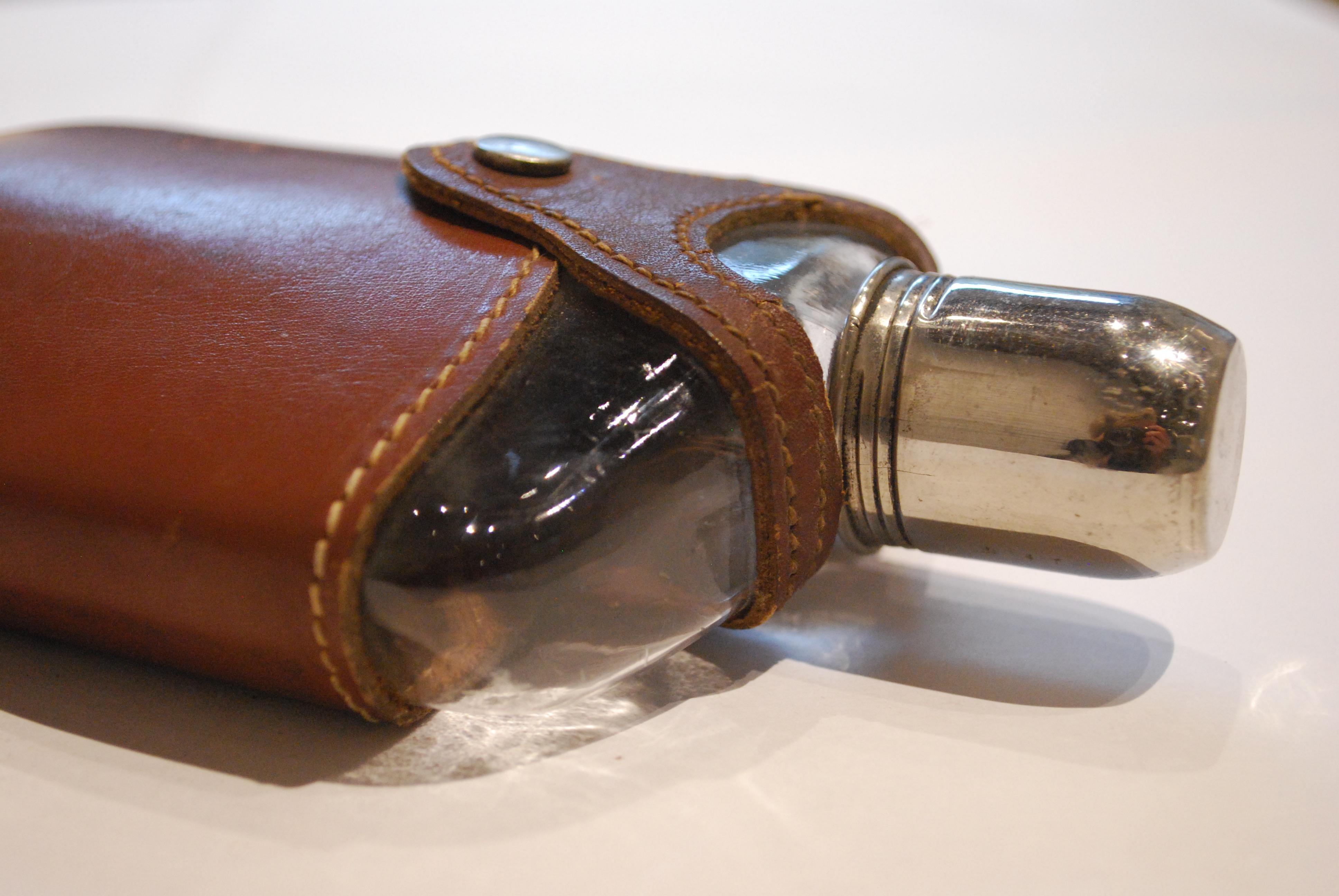 Collection of 19th and 20th Century English Leather and Croc Flasks 9