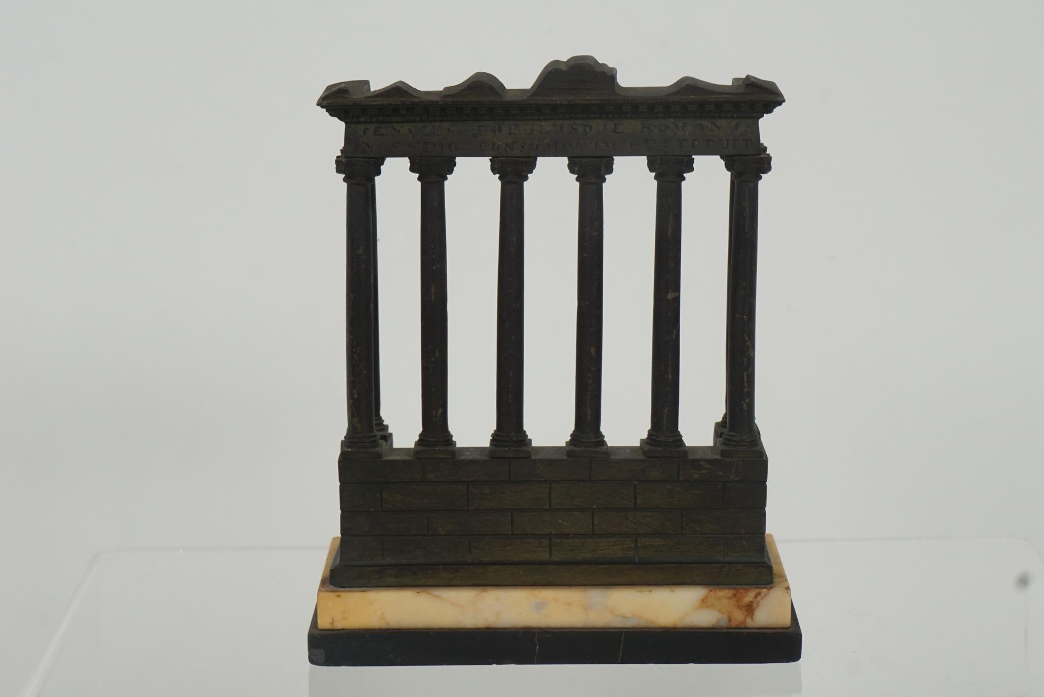Classical Roman Collection of 19th C Grand Tour Cast Bronze & Marble Miniature Temples of Rome
