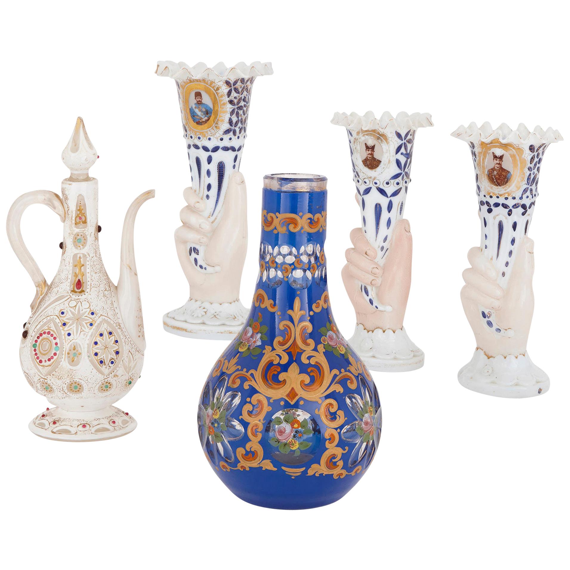 Kollektion böhmischer Glaswaren des 19. Jahrhunderts für den persischen Markt im Angebot