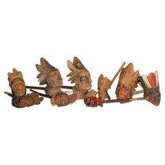 Collection of 19th Century Carved Indian Head Pipes