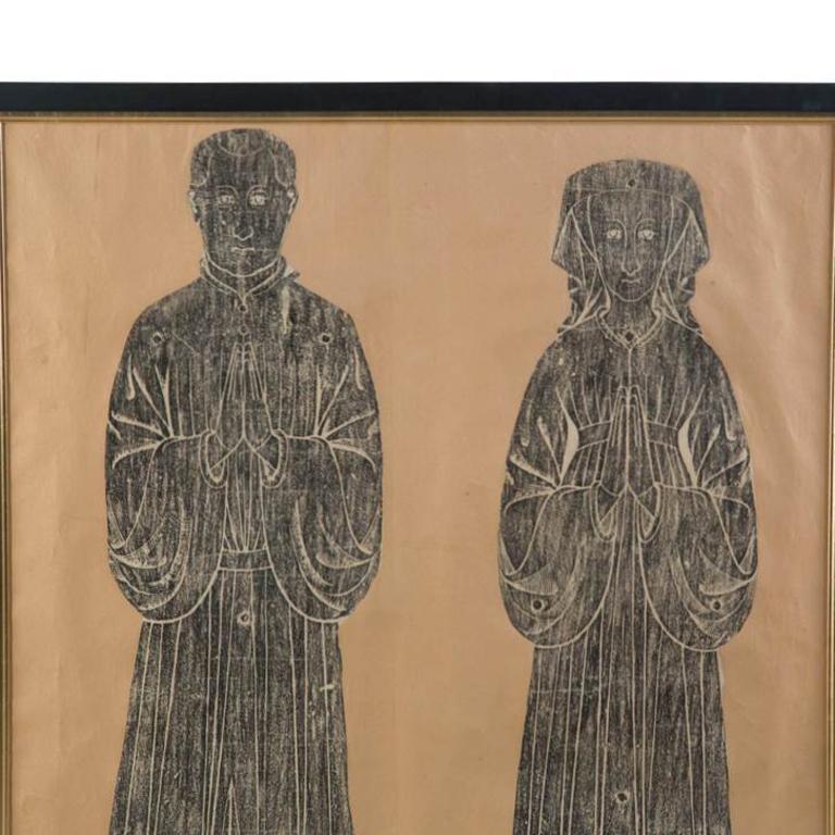 Glass Collection of 19th Century English Medieval Brass Rubbings For Sale