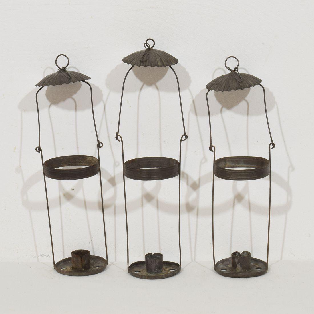 Métal The Collective of 19th Century French Glass Lanterns (Lanternes en verre françaises du 19e siècle) en vente