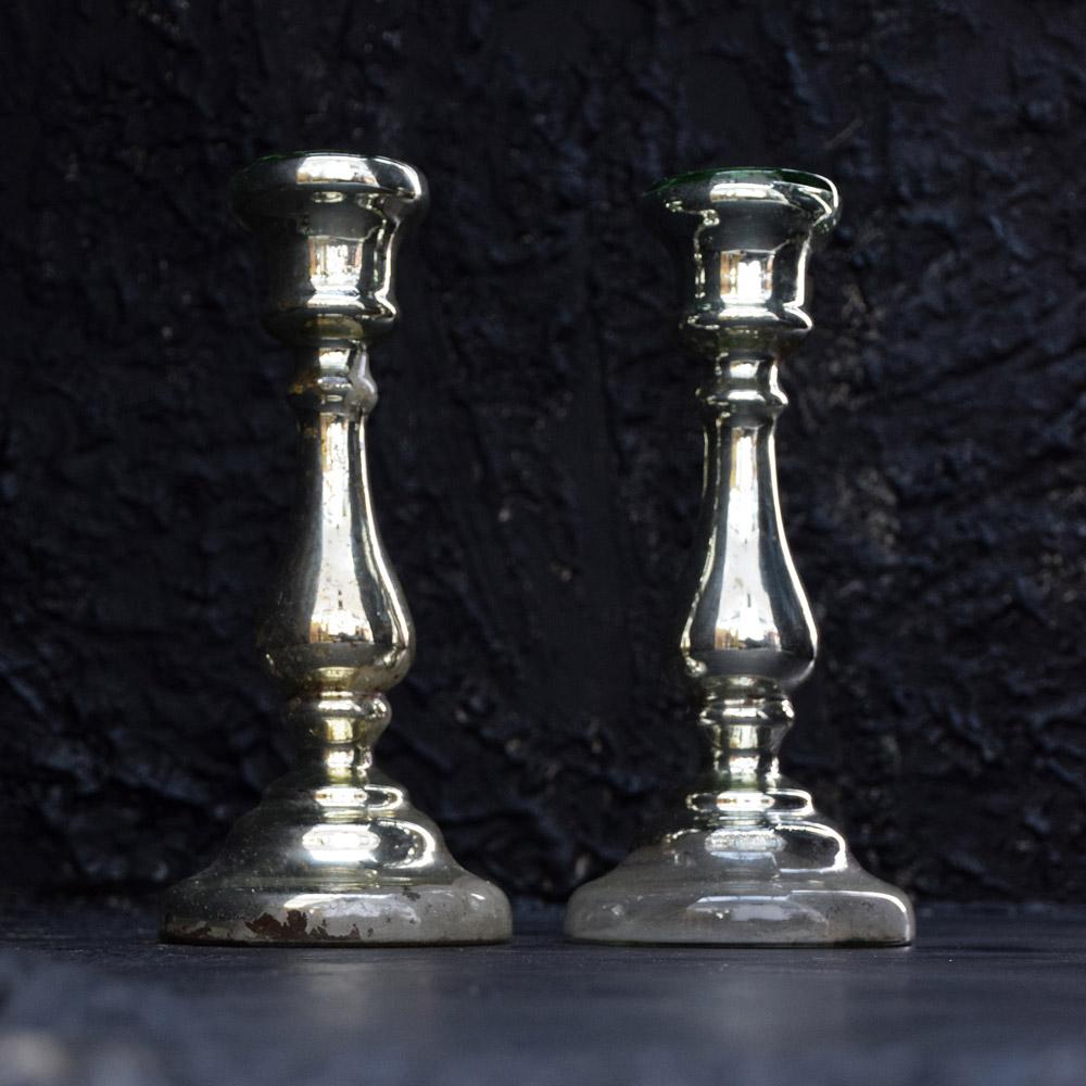 Hand-Crafted Collection of 19th Century French Glass Mercury Candlesticks For Sale