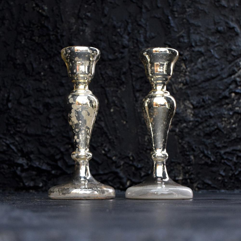Blown Glass Collection of 19th Century French Glass Mercury Candlesticks For Sale