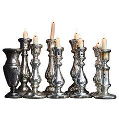 Collection of 19th Century French Glass Mercury Candlesticks
