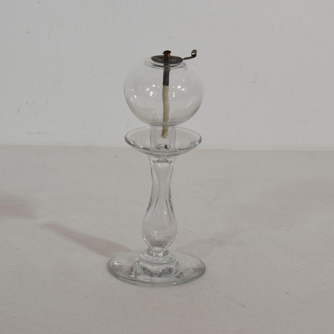 Collection of 19th Century French Glass Weaver Oil Lamps 6