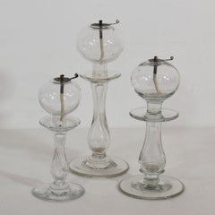 Collection of 19th Century French Glass Weaver Oil Lamps