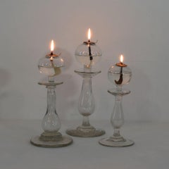 Collection of 19th Century French Glass Weaver Oil Lamps