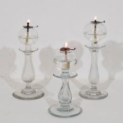 Collection of 19th Century French Glass Weaver Oil Lamps