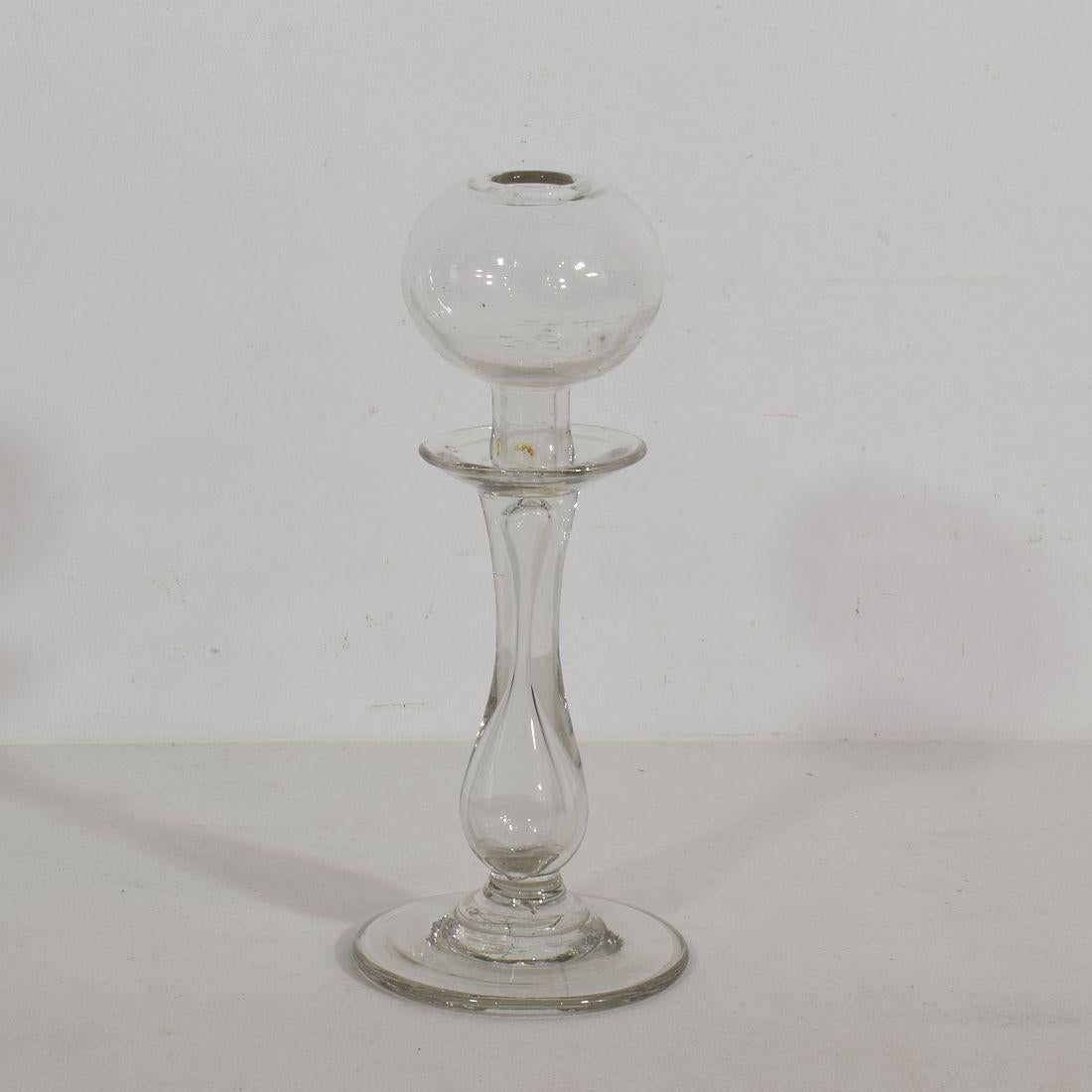 Hand-Crafted Collection of 19th Century French Glass Weaver Oil Lamps