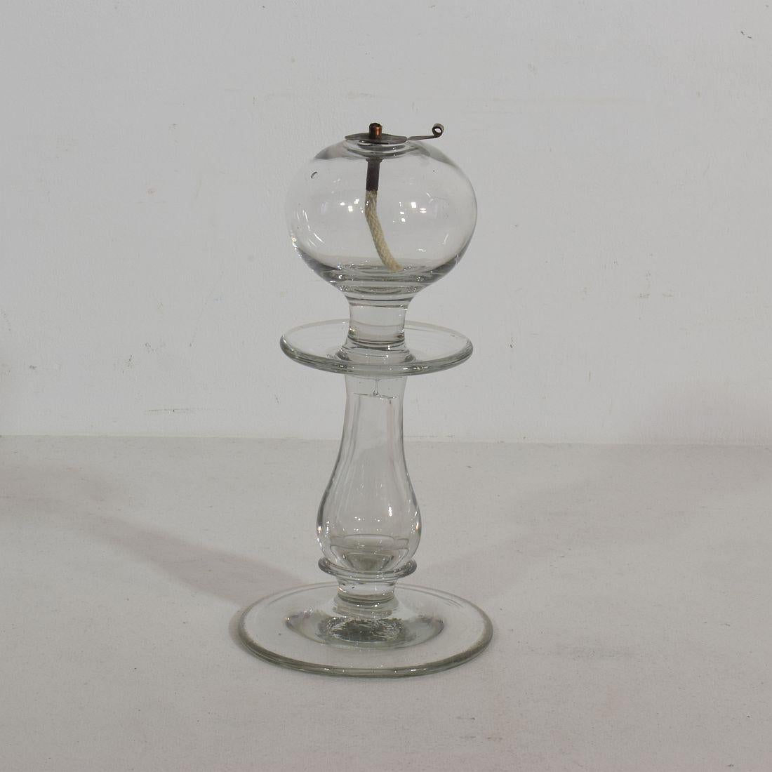 Collection of 19th Century French Glass Weaver Oil Lamps 2