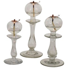 Collection of 19th Century French Glass Weaver Oil Lamps