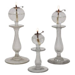 Colección de Lámparas de Aceite de Vidrio Weaver Francesas del Siglo XIX