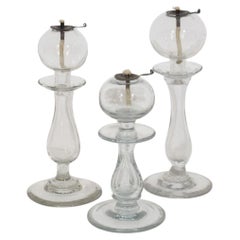 Collection of 19th Century French Glass Weaver Oil Lamps