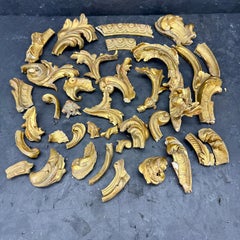 Collection of 19th Century Gilt Wood Fragments Architectural Sculptures, France