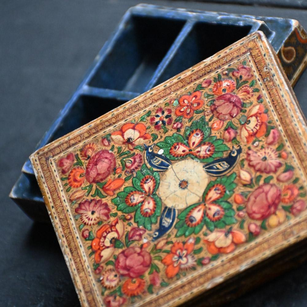 Collection of 19th Century Hand Painted Kashmiri Boxes  For Sale 5