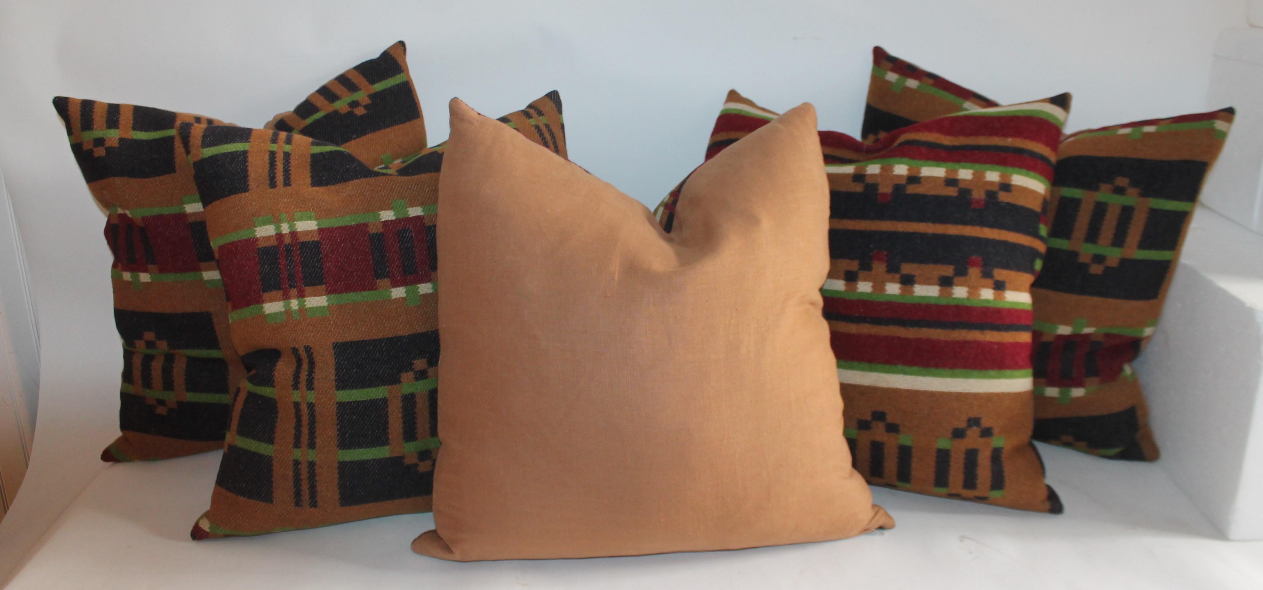 Hand-Crafted Collection of 19th Century Horse Blanket Pillows / 5 Pieces