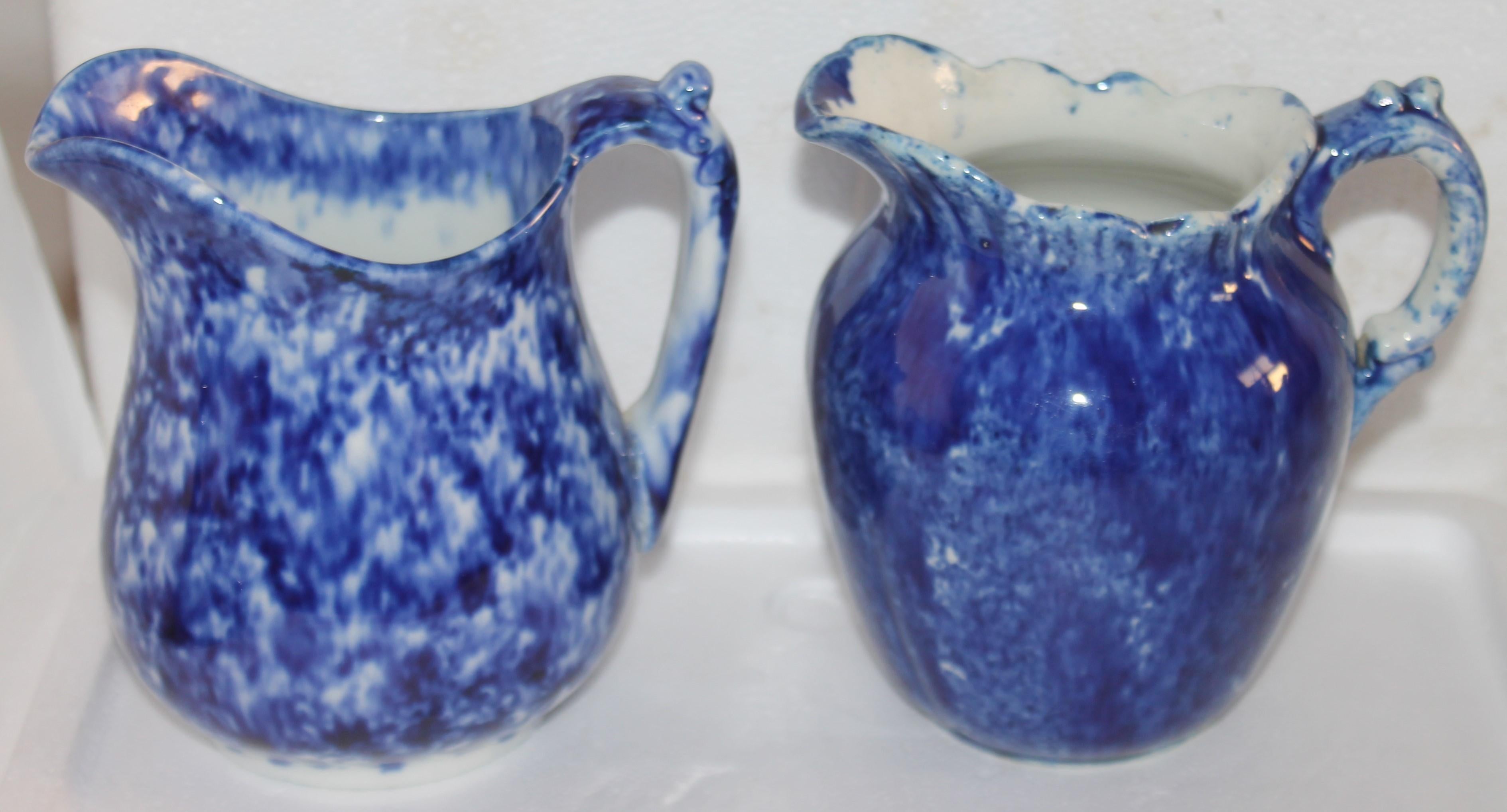 Hand-Crafted Collection of 19thc Sponge Ware Pitchers, 6 Pieces For Sale
