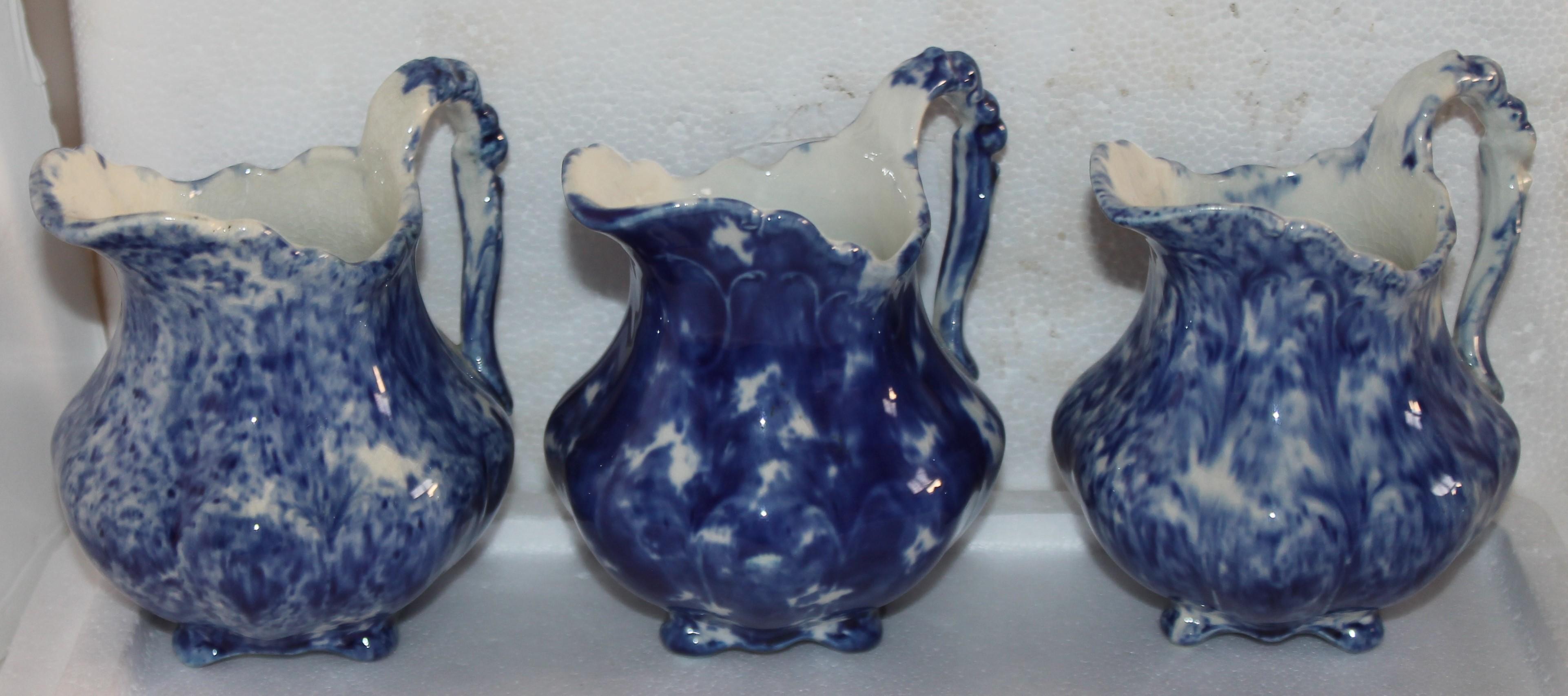 Collection of 19thc Sponge Ware Pitchers, 6 Pieces For Sale 1