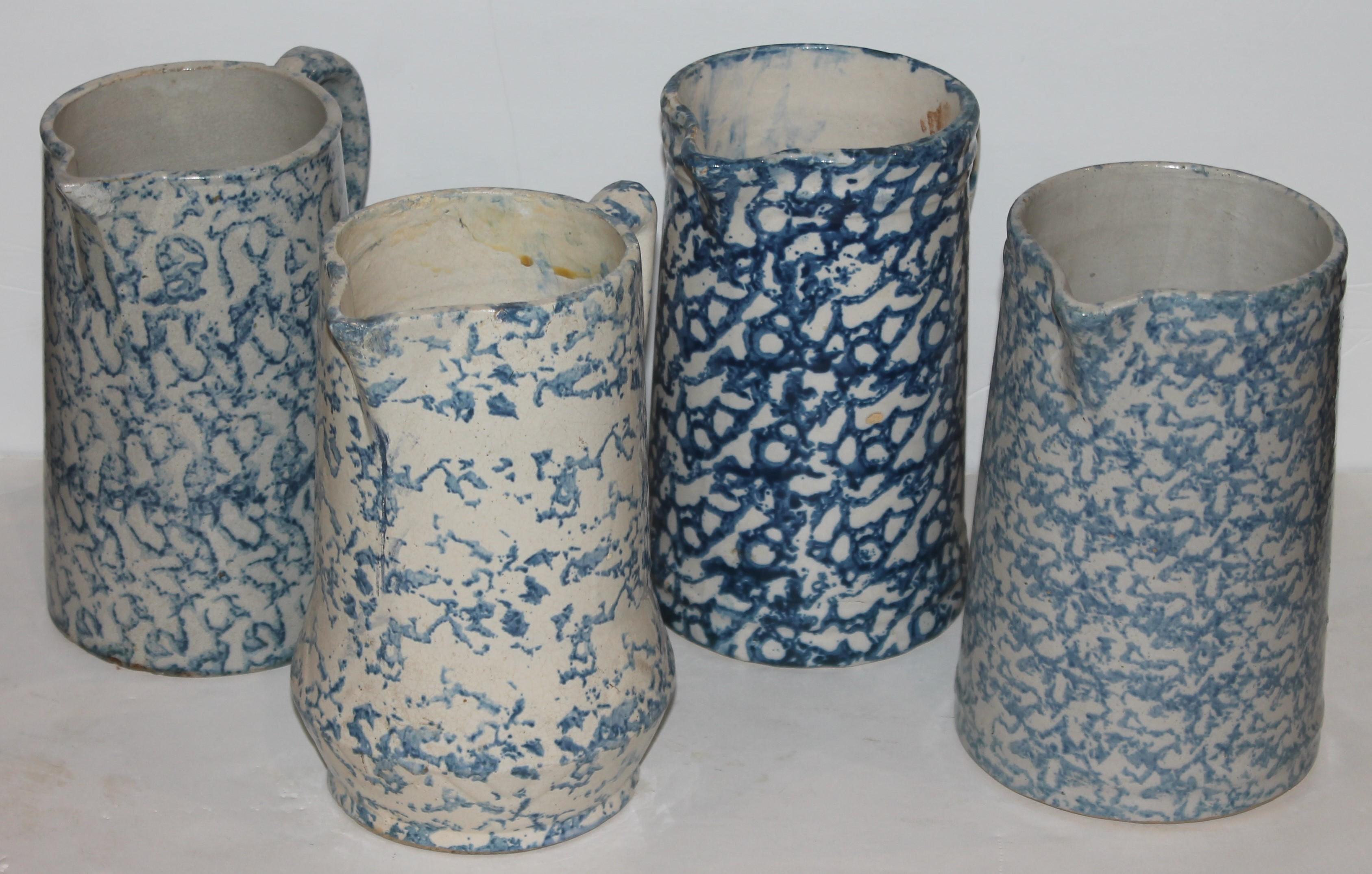 This collection of four pristine condition 19th century sponge ware pitchers and all have different colors and patterns.
Each pitcher measures 9 tall x 7.5 deep x 5 wide.