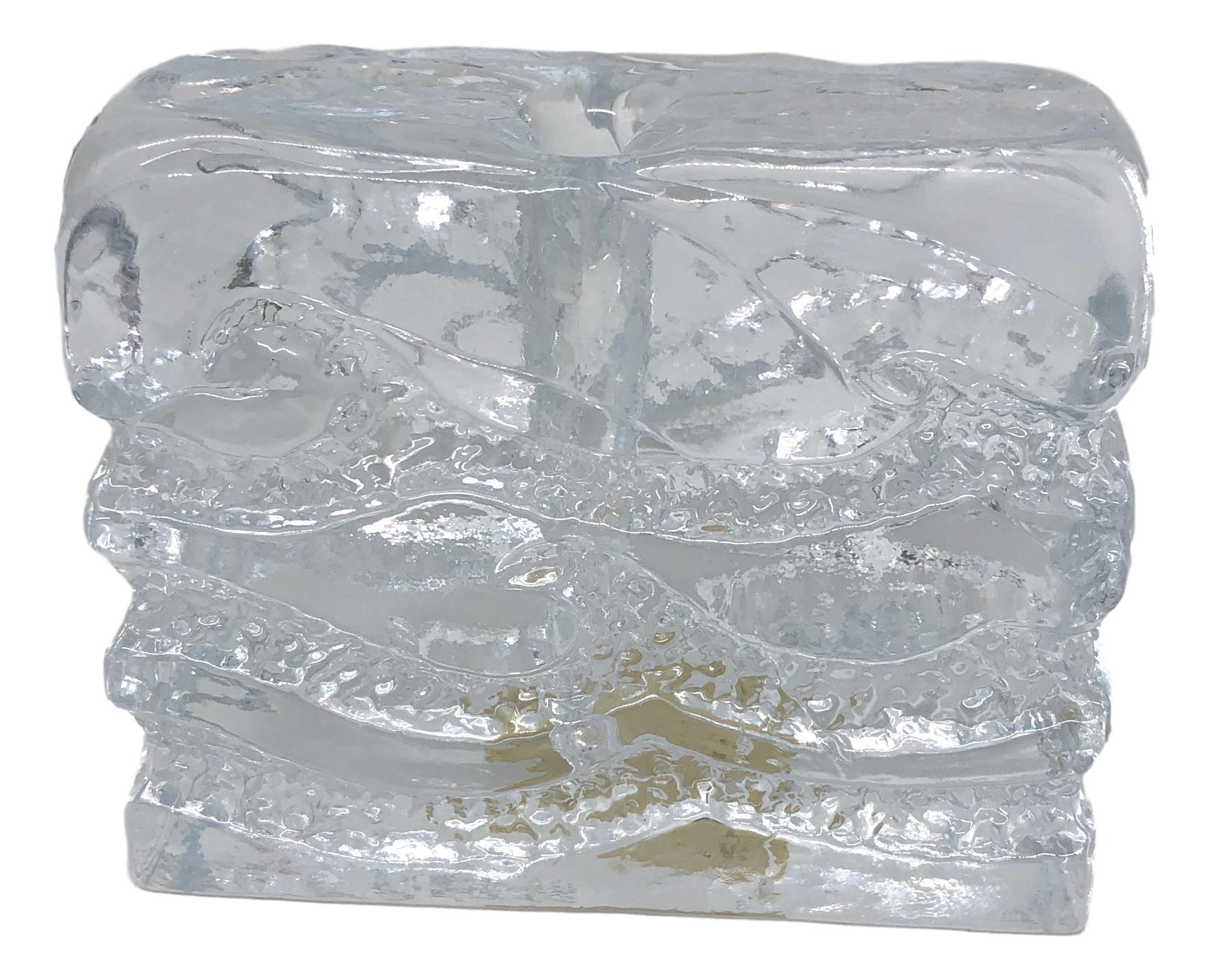 Mid-Century Modern Collection of 2 Ice Block Glass 