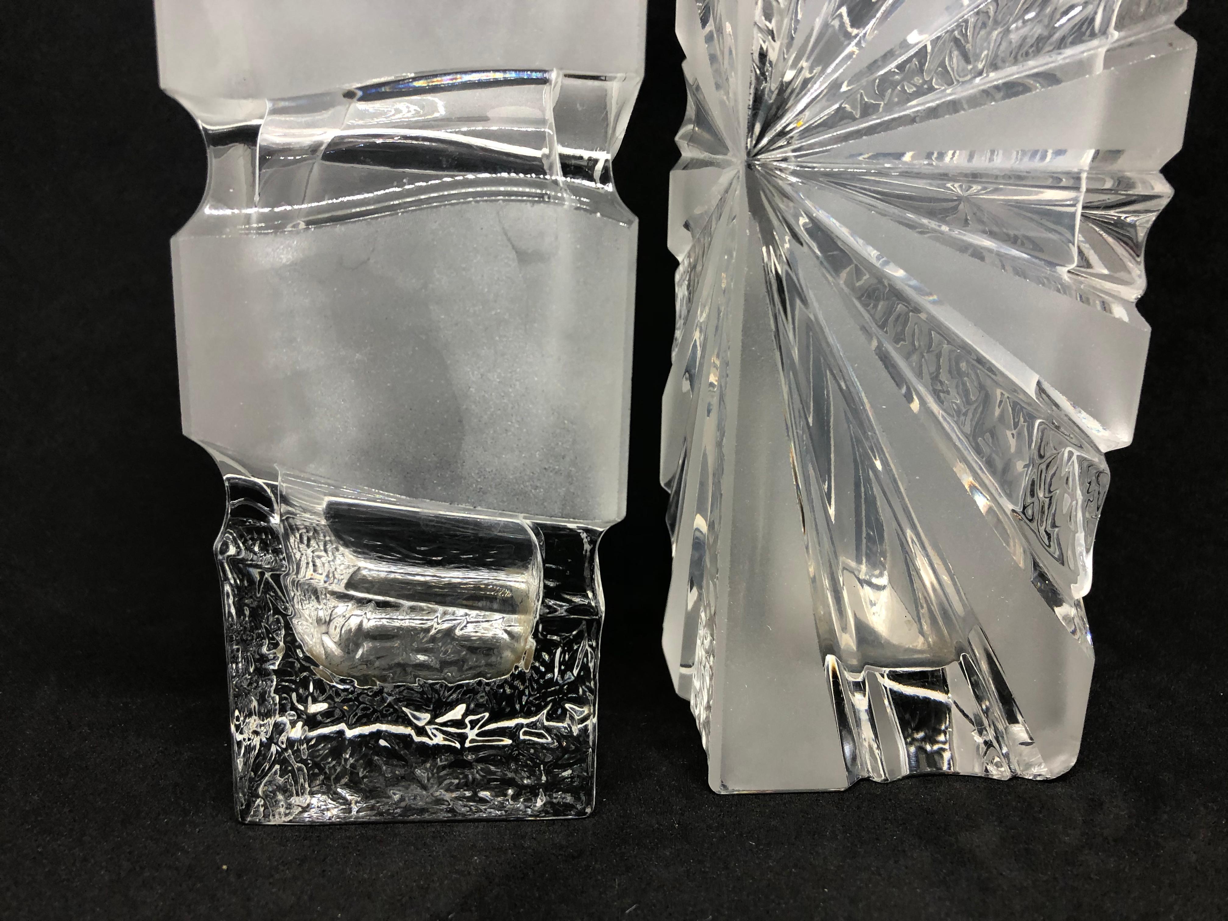 Collection of 2 Ice Block Glass Vases, German, 1980s 1