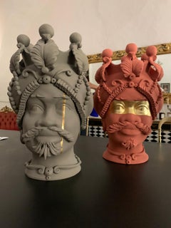 Colección de 2 cabezas de moro "Marte x 2", Hecho a mano en Italia, 2019, Diseño único