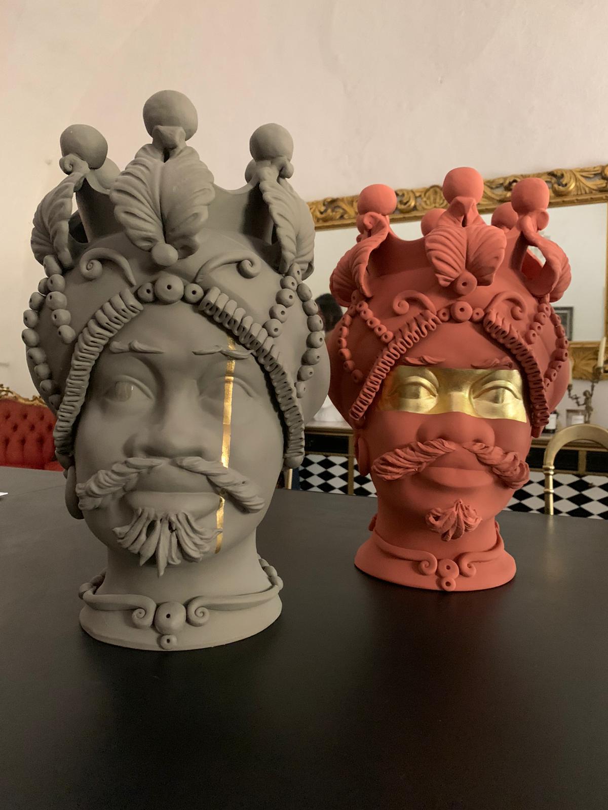 Terracotta Collection of 2 Moor Heads 