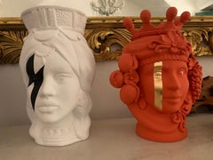 Collezione di 2 teste di moro "Pop Women", Fatto a mano in Italia, 2019, Design unico