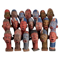 Collection of 20 Bembe Muziri Ancestor Heads, DRC.