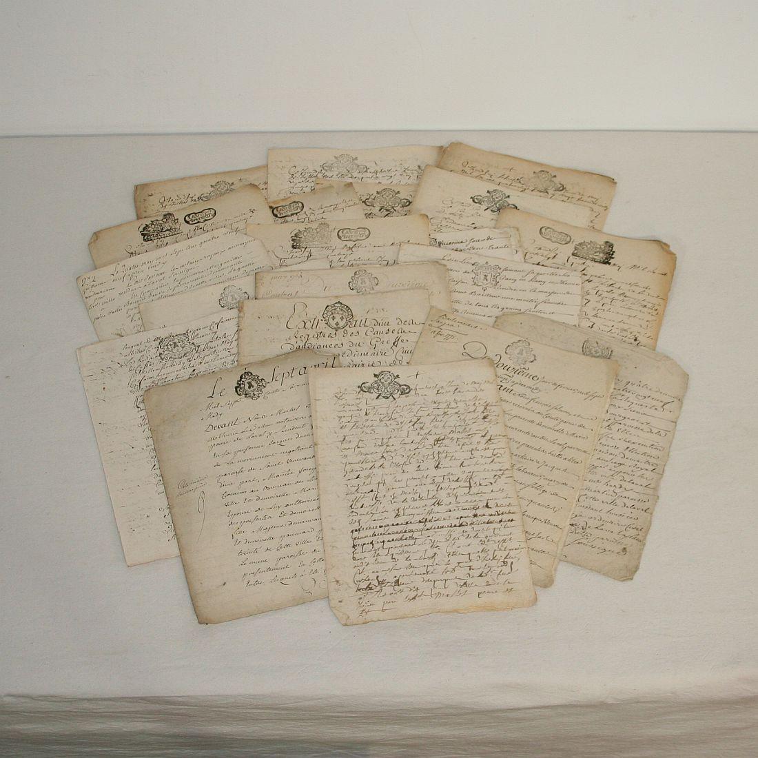18th Century and Earlier Collection of 20 French, 17th-18th Century Manuscripts