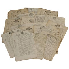 Antique Collection of 20 French, 17th-18th Century Manuscripts