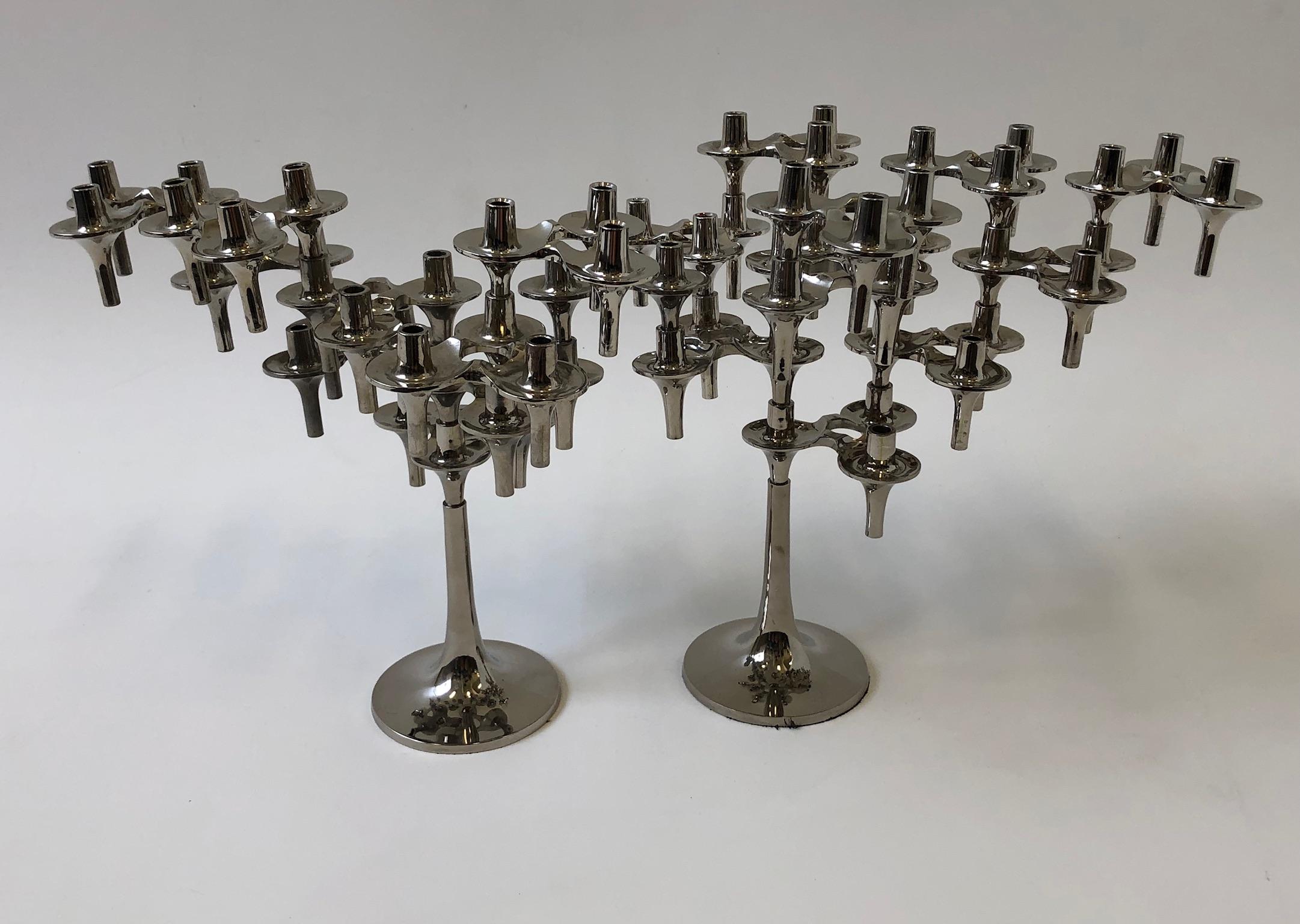 Collection of 21 Chrome Sculptural Stackable Candle Holders by BMF Nagel 4