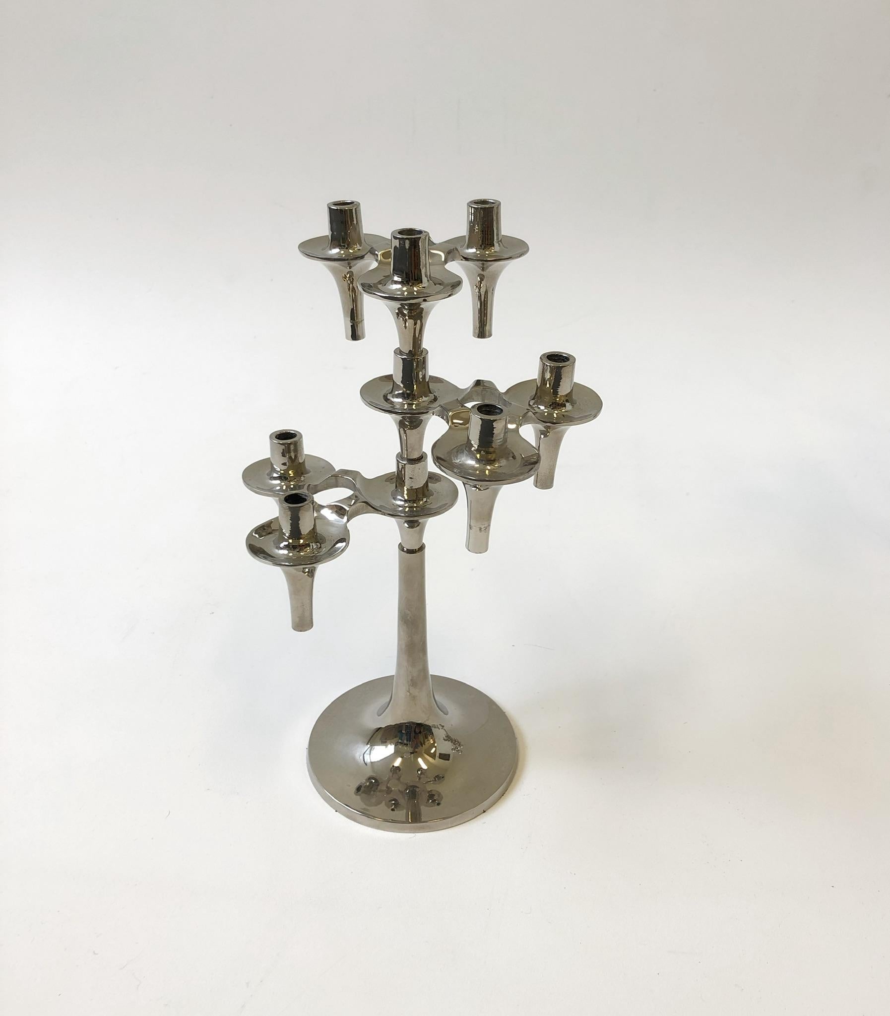Collection of 21 Chrome Sculptural Stackable Candle Holders by BMF Nagel In Good Condition In Palm Springs, CA