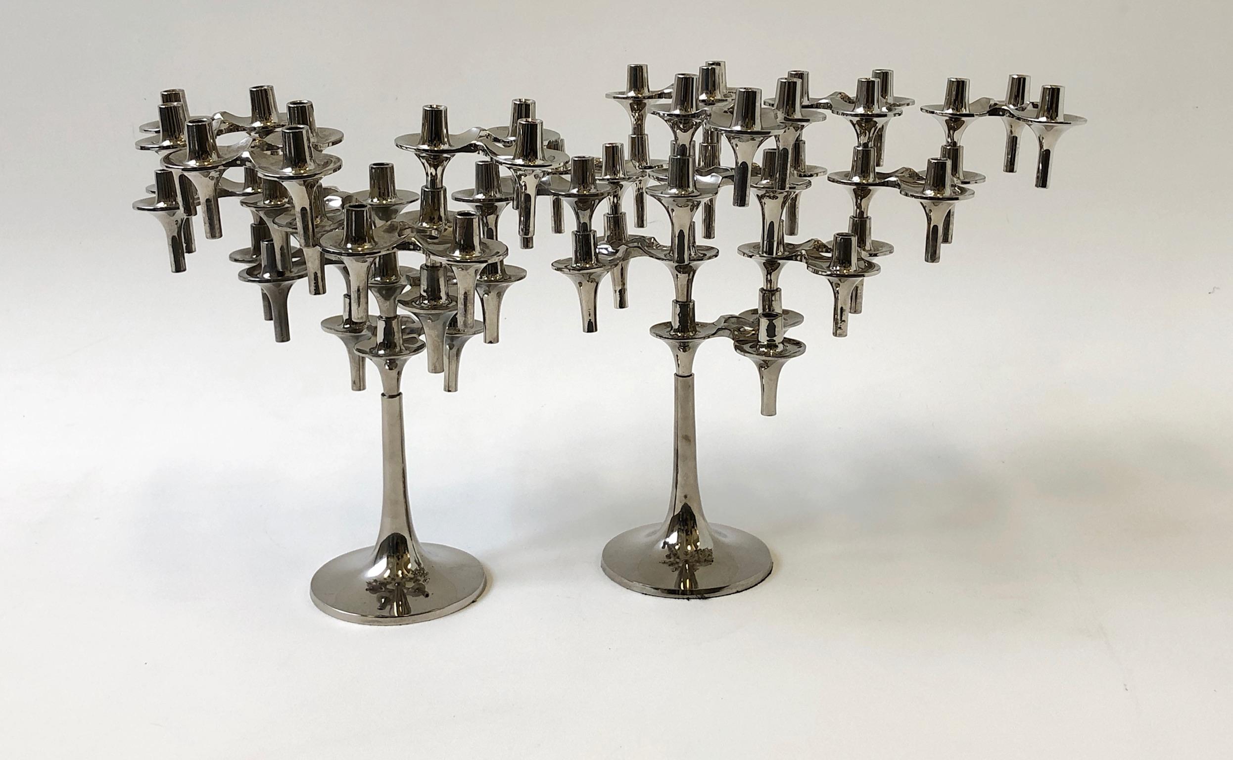 Collection of 21 Chrome Sculptural Stackable Candle Holders by BMF Nagel 1
