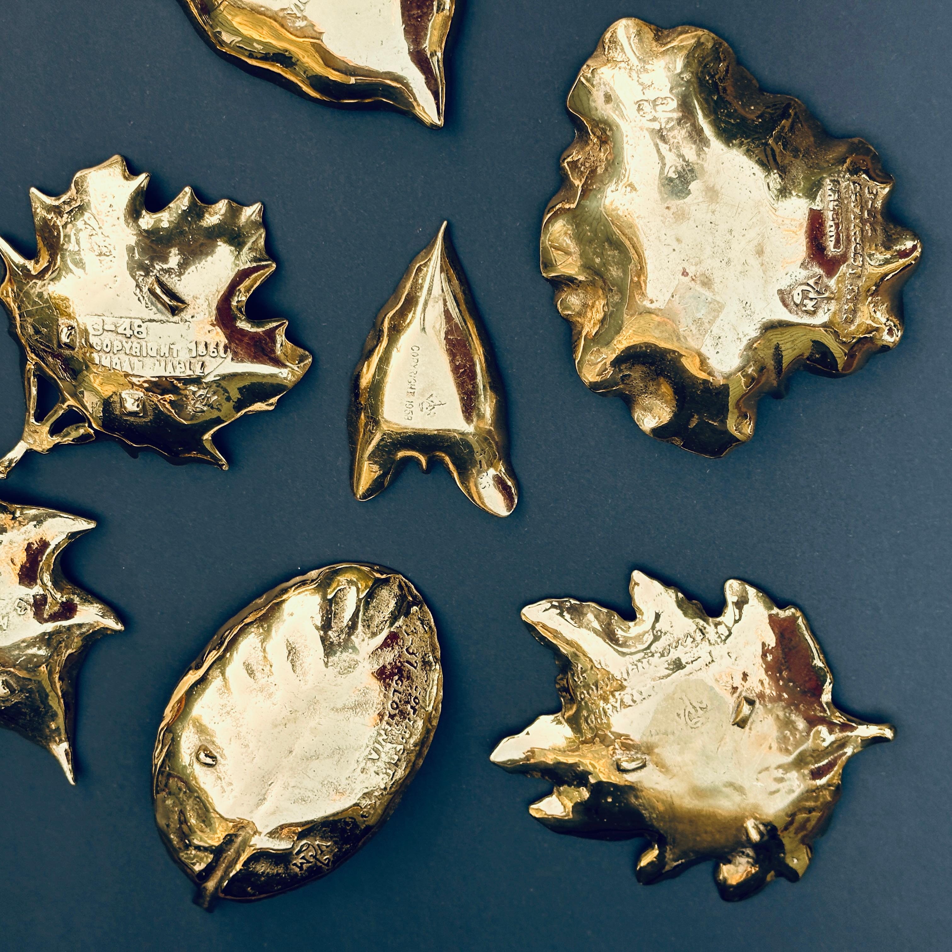 Collection of 22 Virginia Metalcrafters Brass Leaf Sculptures For Sale 4