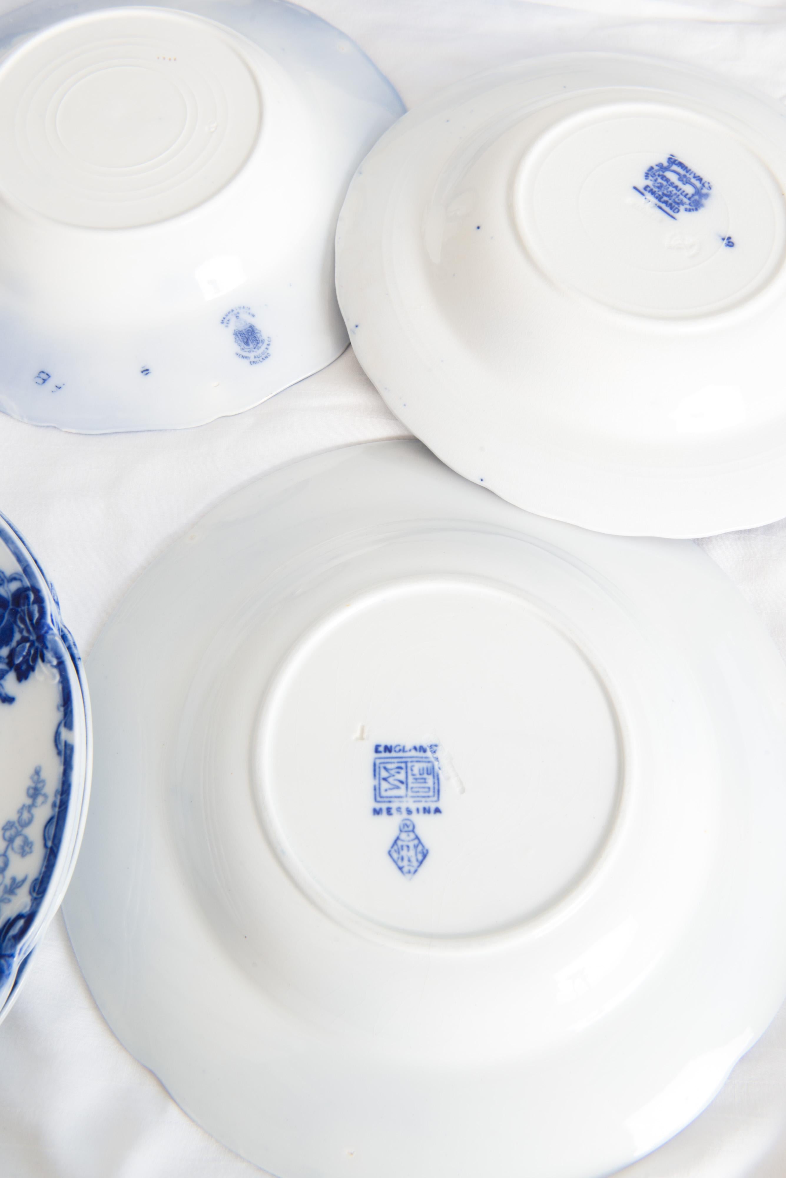 Porcelain Collection of 227 Pieces of Flow Blue China For Sale