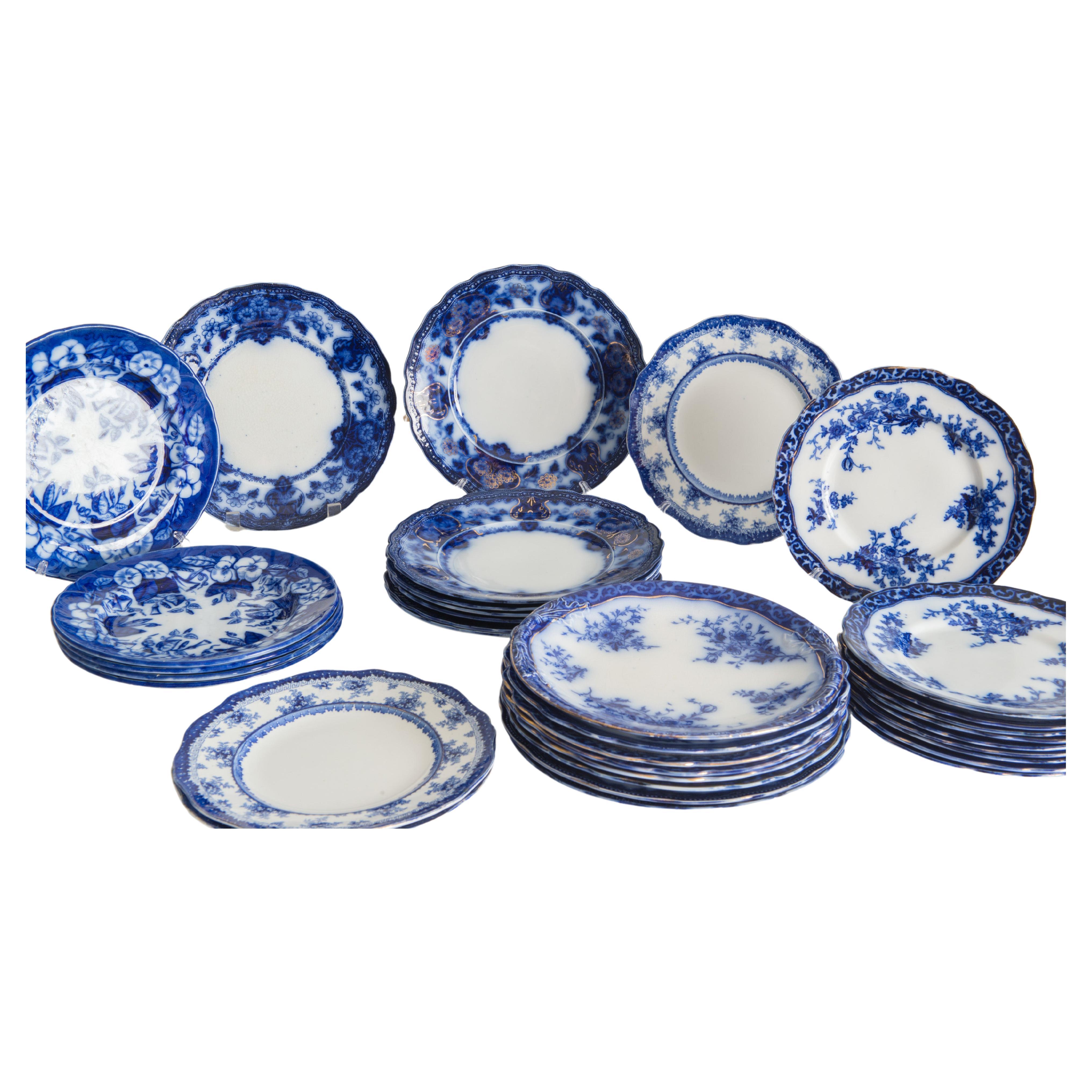 The count of 188 pieces is good antique china with some minor flaws. This set includes an additional 39 pieces of chipped or cracked pieces that might be useful on display or restored. One company is Touraine by Stanley Pottery, marked England.