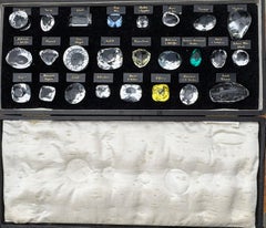 Collection of 25 Glass Reproductions of Historical Diamonds, In Leather Pad Case