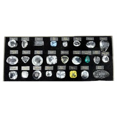 Collection of 25 Glass Reproductions of Historical Diamonds, In Leather Pad Case