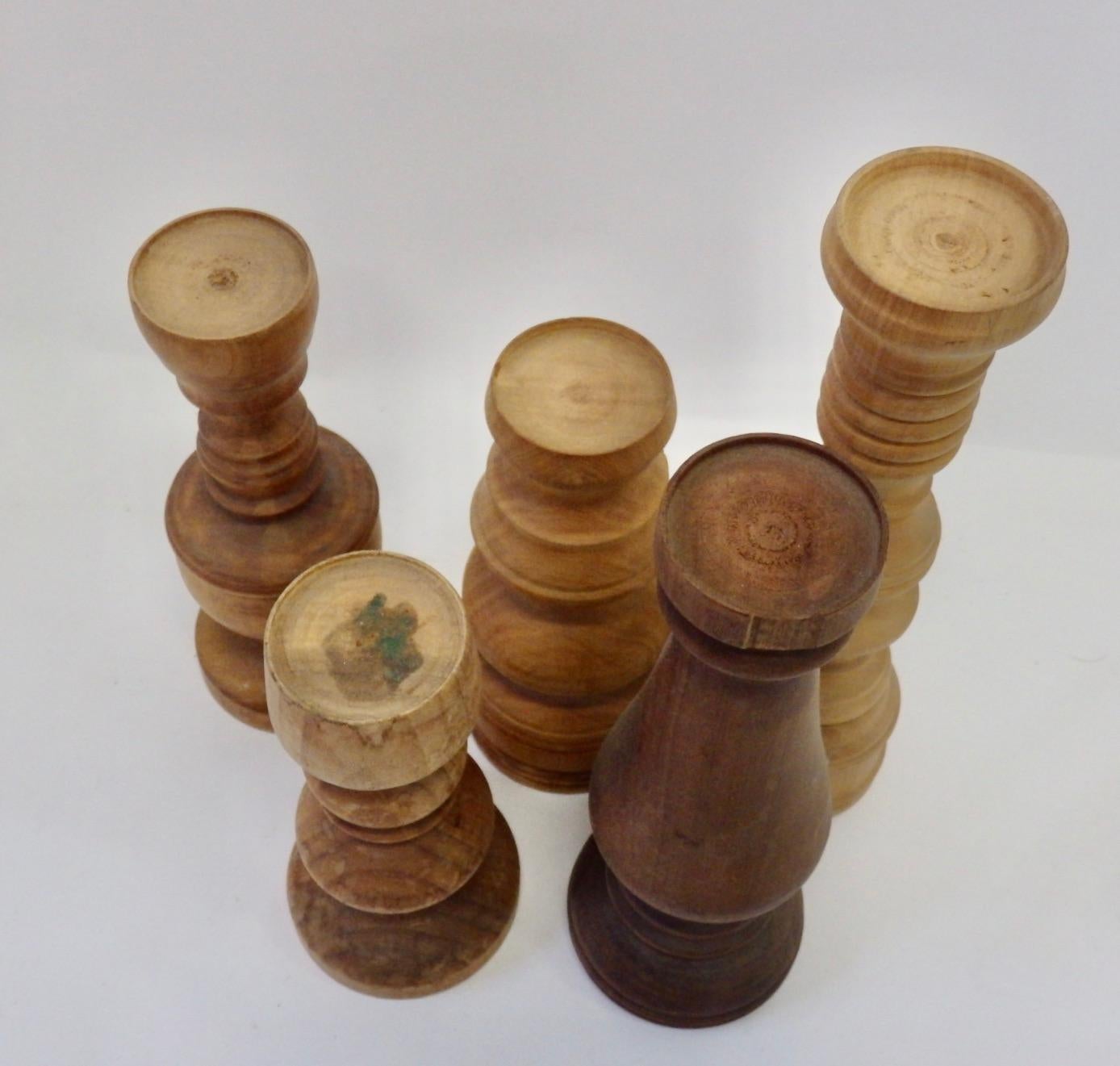 Collection of  26 Assorted Studio Turned Wood Candle Stands In Good Condition In Ferndale, MI